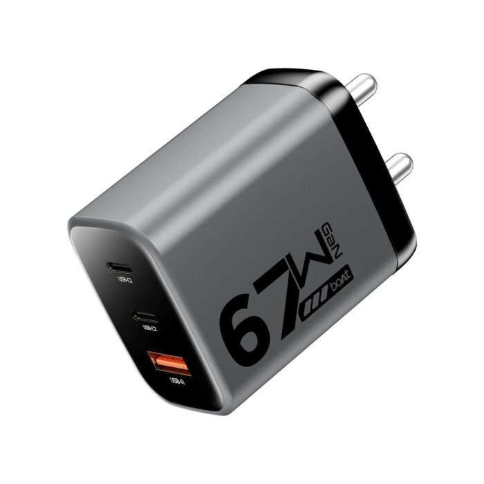 boAt 67W GaN Fast Charger | Triple Port USB-C + USB-A | Supports MacBook, Dell, HP, Lenovo, ASUS, iPhone, iPad & Android (Sealed)