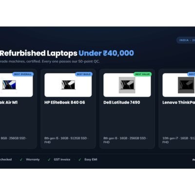 Best refurbished laptops under Rs 40,000 in India 2026 — MacBook Air M1, HP EliteBook 840 G6, Dell Latitude 7490, Lenovo ThinkPad T490