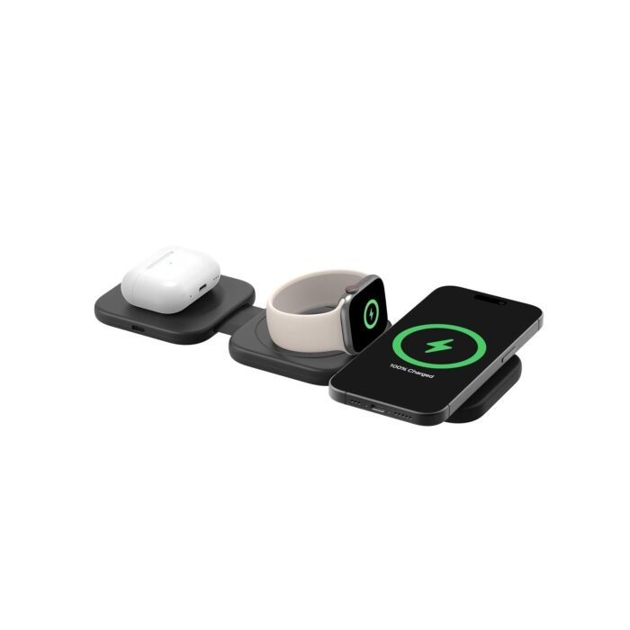 Belkin BoostCharge Pro 3-in-1 Magnetic Charging Travel Pad | Qi2-Certified 15W Wireless Charger | iPhone, Apple Watch & AirPods | (Unboxed)
