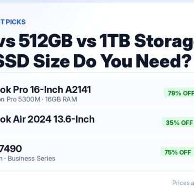 256GB vs 512GB vs 1TB SSD comparison guide — Apple MacBook Pro 16-inch A2141 with 512GB SSD at ₹41,990, 79% off ₹1,99,900
