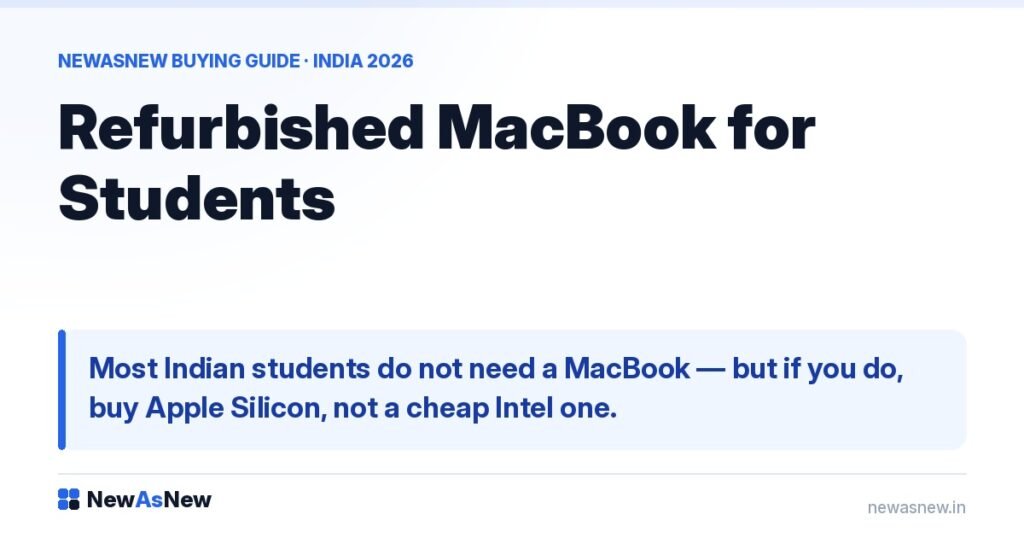 Refurbished MacBook for Students — Most Indian students do not need a MacBook — but if you do, buy Apple Silicon, not a cheap Intel one.