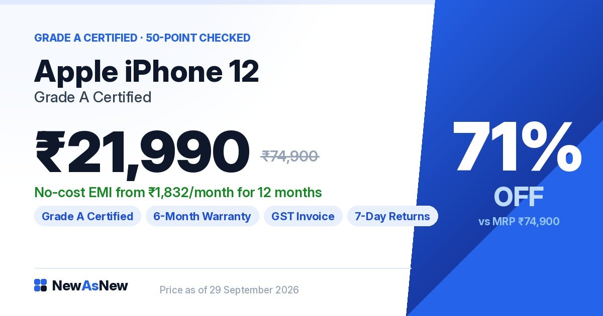 Day-one checks before your 7-day return window closes — Apple iPhone 12 Grade A Certified at ₹21,990, 71% off MRP ₹74,900