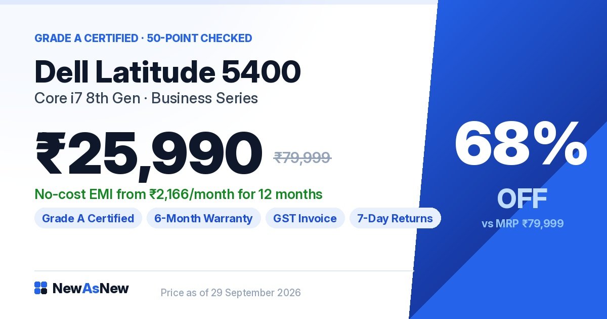 What to check when buying an ex-corporate refurbished laptop — Dell Latitude 5400 Core i7 Grade A Certified at ₹25,990, 68% off MRP ₹79,999