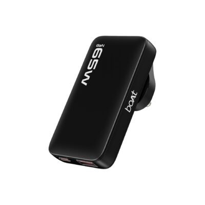 boAt 65W GaN Nano Charger with USB-C & USB-A Ports, PD, PPS & QC 3.0 – Carbon Black (Sealed Pack)