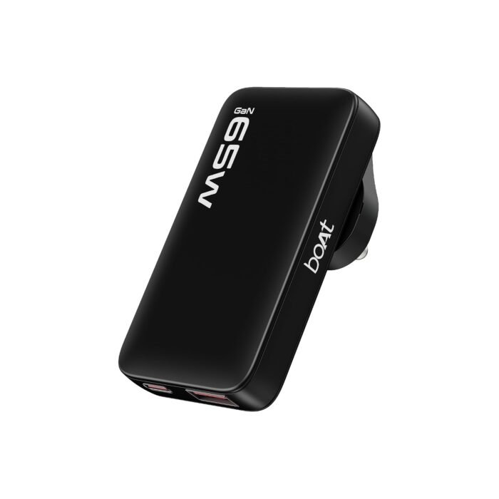 boAt 65W GaN Nano Charger with USB-C & USB-A Ports, PD, PPS & QC 3.0 – Carbon Black (Sealed Pack)